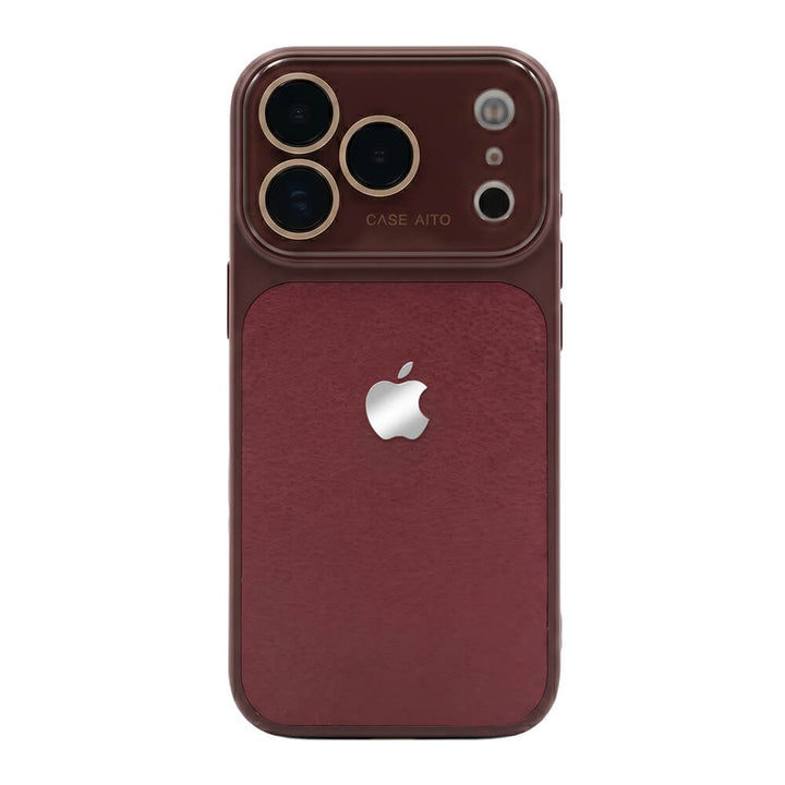 Crystal Lens Leather Phone Case - Retro Red