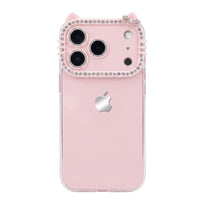 Cat Ear Diamond Phone Case - Pink