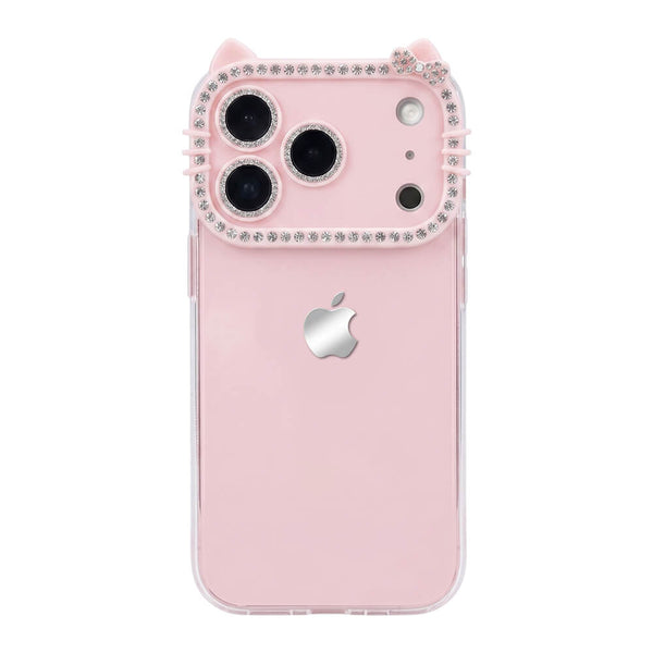 Cat Ear Diamond Phone Case - Pink