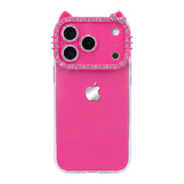Cat Ear Diamond Phone Case - Rose Red