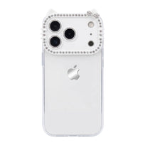Cat Ear Diamond Phone Case - White
