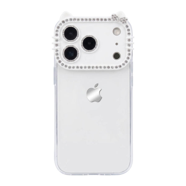 Cat Ear Diamond Phone Case - White