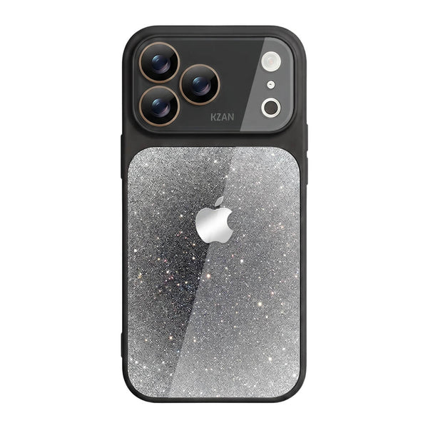 Crystal Glass Glitter Phone Case - Black
