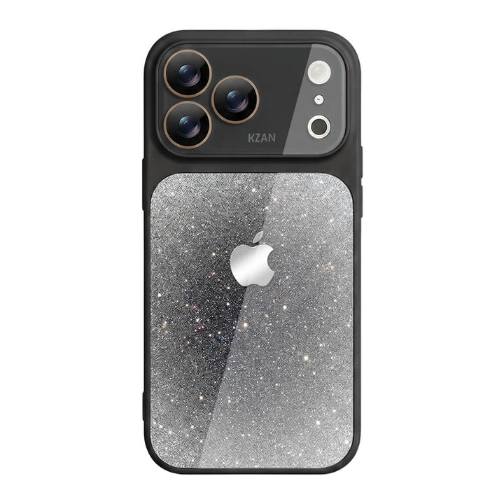 Crystal Glass Glitter Phone Case - Black