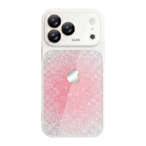 Crystal Glass Glitter Phone Case - Pink White