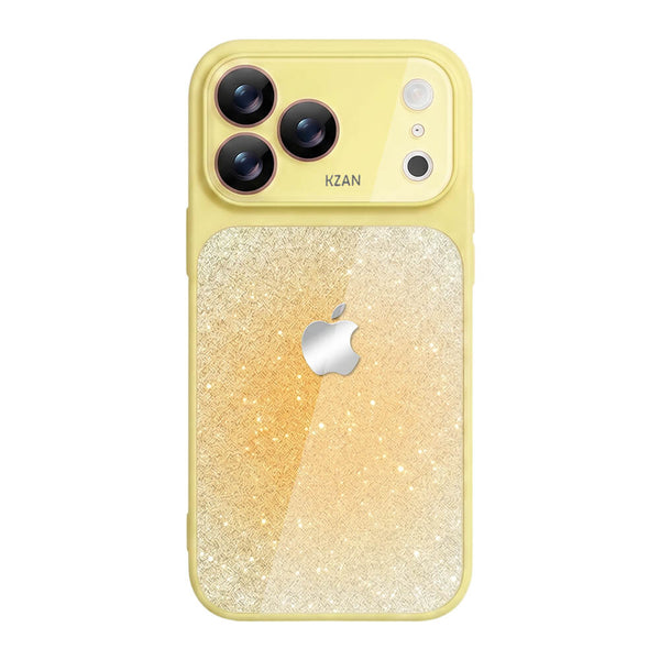 Crystal Glass Glitter Phone Case - Yellow