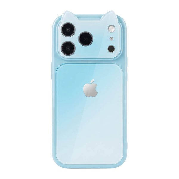 Crystal Lens Cat Ear Phone Case - Sky Blue