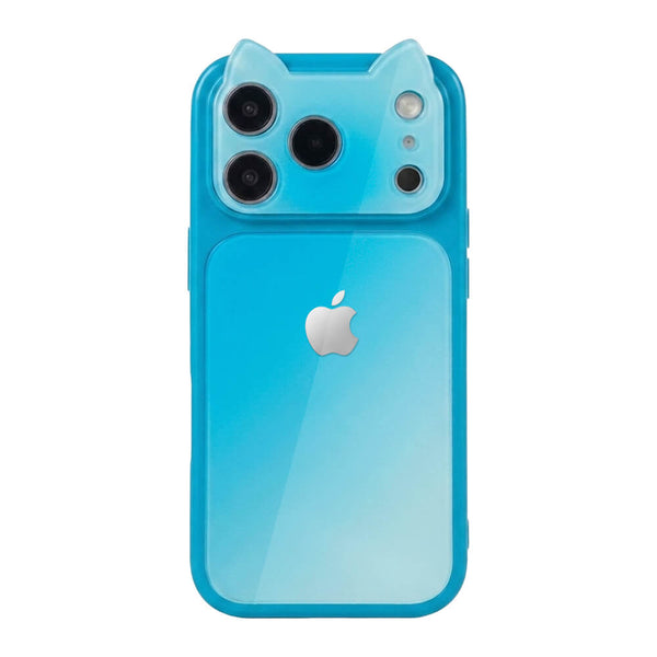 Crystal Lens Cat Ear Phone Case - Royal Blue