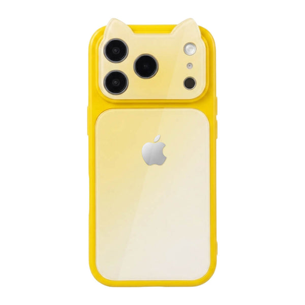 Crystal Lens Cat Ear Phone Case - Pale Yellow