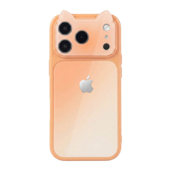Crystal Lens Cat Ear Phone Case - Light Orange