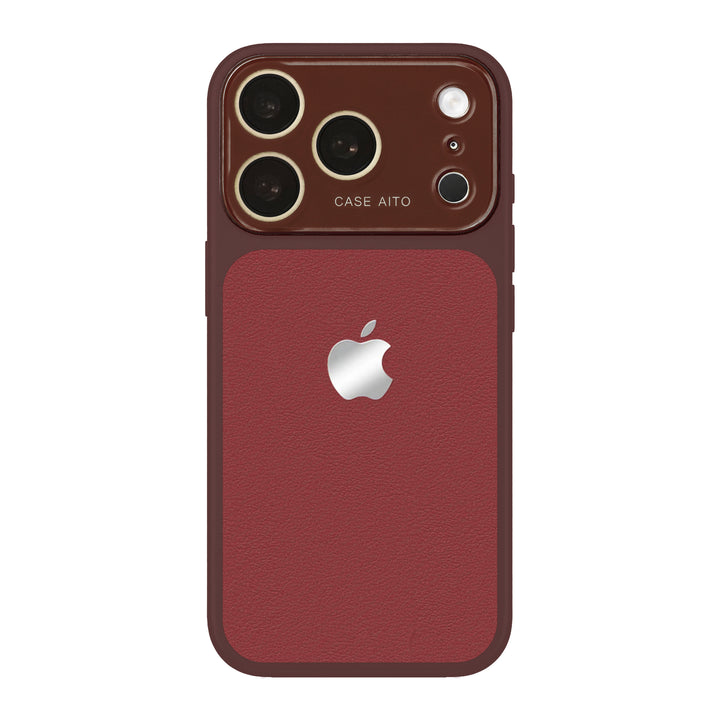 Crystal Lens Leather Phone Case - Retro Red