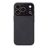 Crystal Lens Liquid Silicone MagSafe Phone Case - Black
