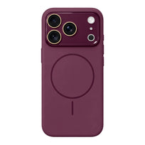 Crystal Lens Liquid Silicone MagSafe Phone Case - Burgundy