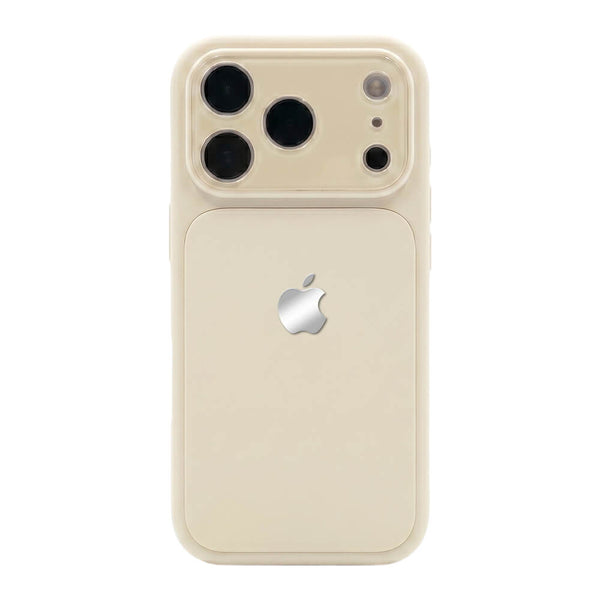 Crystal Lens Liquid Silicone Phone Case - Beige