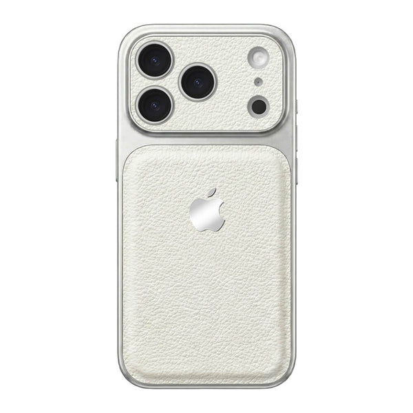 Double Leather Large Window Phone Case - White