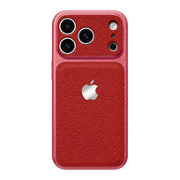 Double Leather Large Window Phone Case - Bright Red