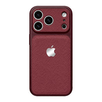Double Leather Large Window Phone Case - Burgundy Red
