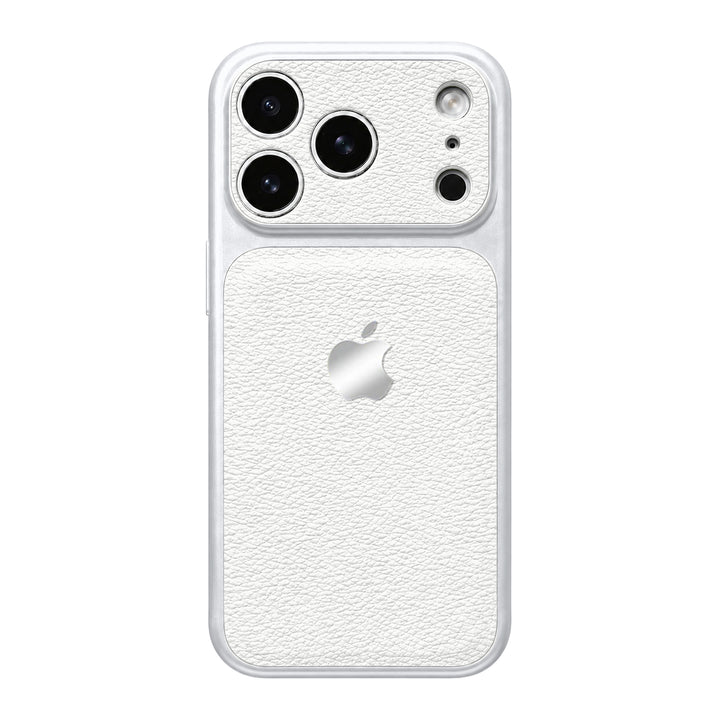 Double Leather Large Window Phone Case - White