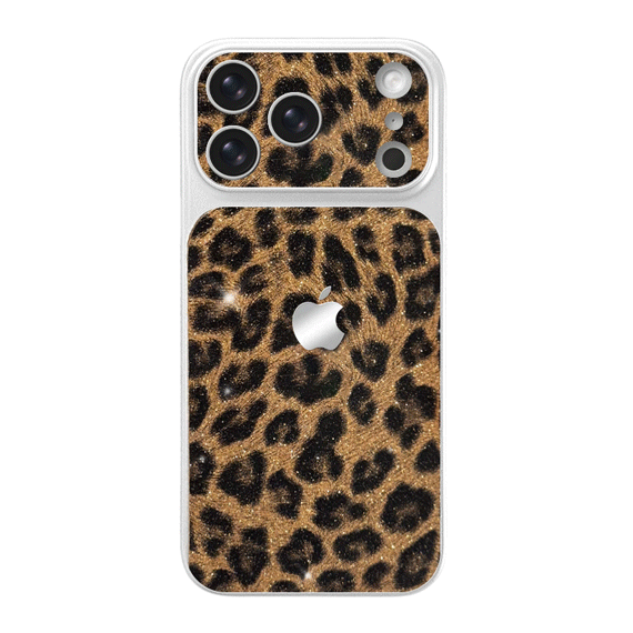 Glitter Leopard Pattern Phone Case - Brown Black