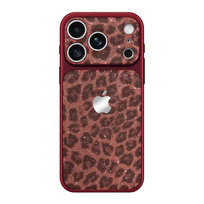 Glitter Leopard Pattern Phone Case - Burgundy