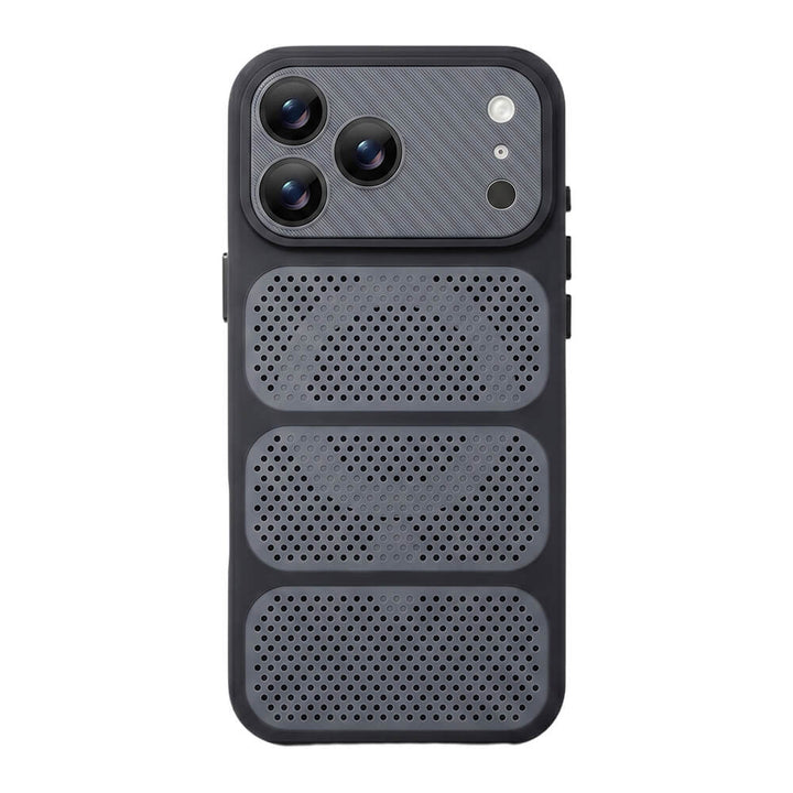 Heat Dissipation Holes Spliced MagSafe Phone Case - Black