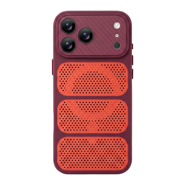 Heat Dissipation Holes Spliced MagSafe Phone Case - Wine Red