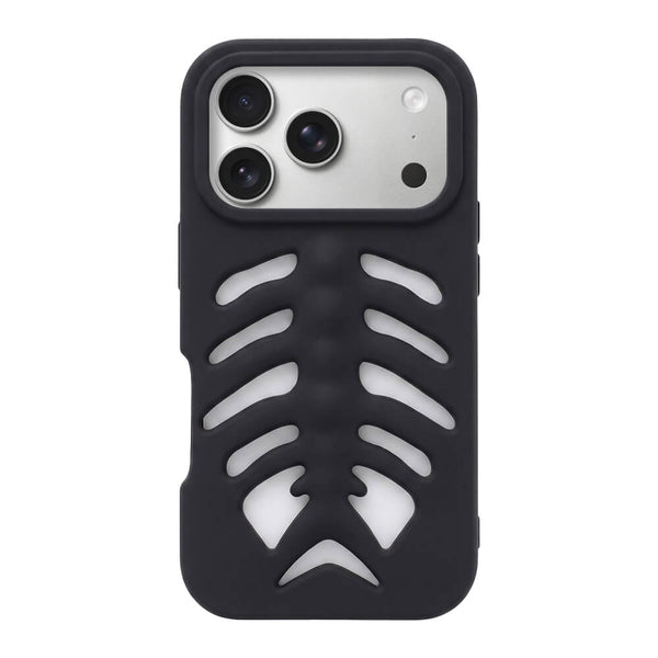 Hollow Fishbone Phone Case - Black