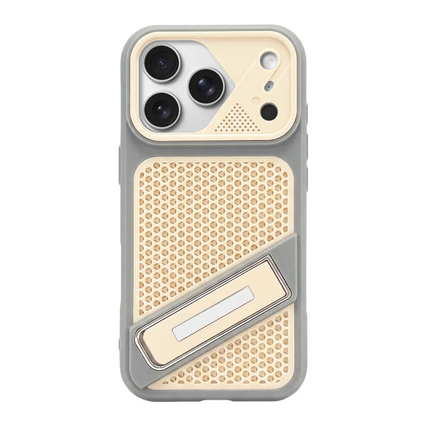 Honeycomb Heat Dissipation Kickstand Phone Case - Gray