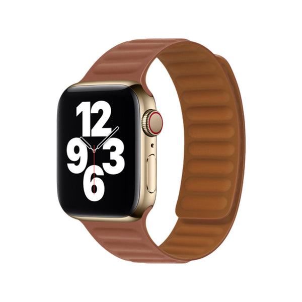Apple Watch Leather Link Magnetic Strap - Saddle Brown