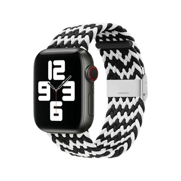 Apple Watch Nylon Braided Strap - W Pattern Black White