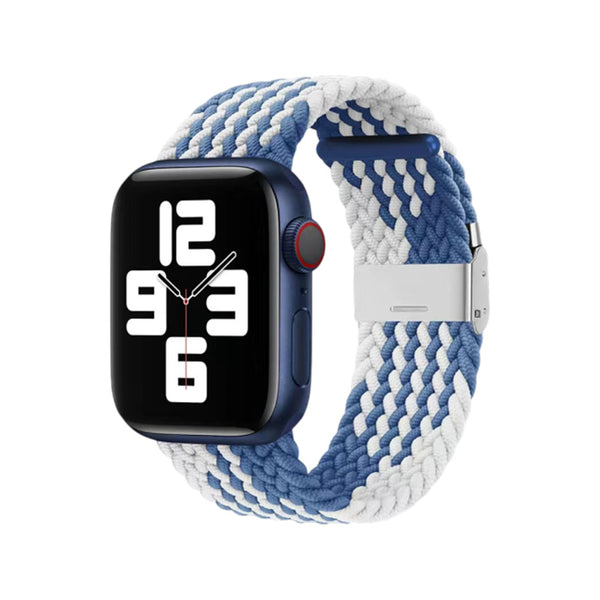 Apple Watch Nylon Braided Strap - Z Pattern Blue White
