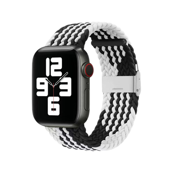 Apple Watch Nylon Braided Strap - Z Pattern Black White
