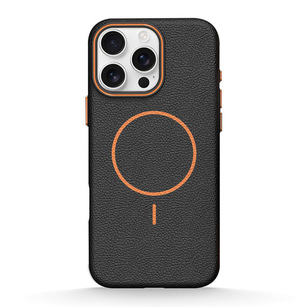 Lychee Pattern Leather Magsafe Phone Case