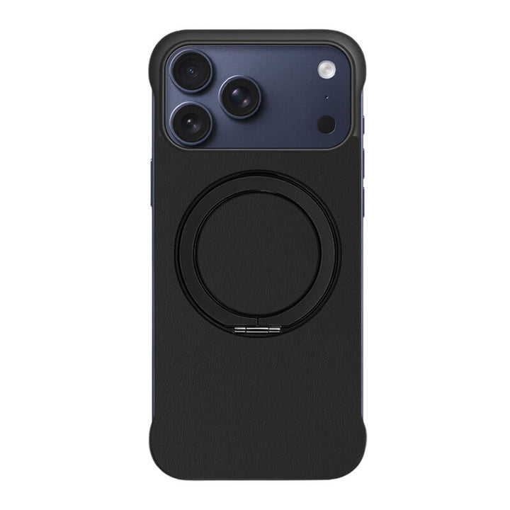 Borderless Leather Stand MagSafe Phone Case - Black