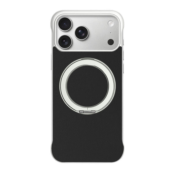 Borderless Leather Stand MagSafe Phone Case - White Black