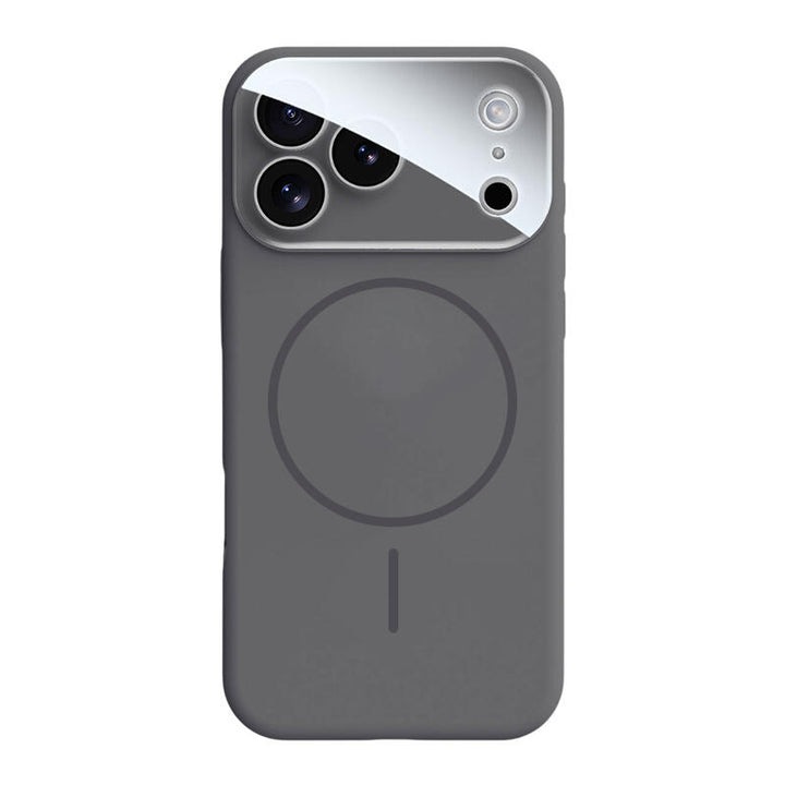 Crystal Lens Liquid Silicone MagSafe Phone Case - Black