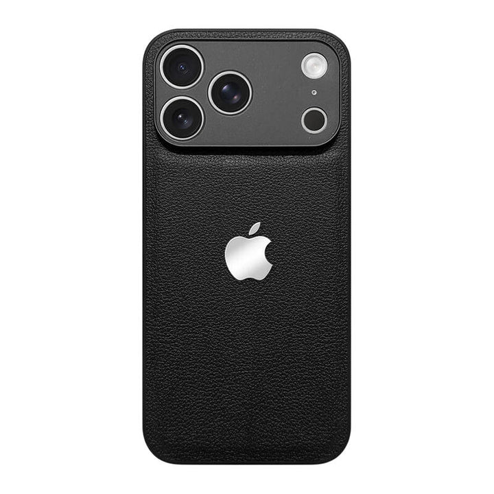 Simple Leather Lychee Pattern Phone Case - Black