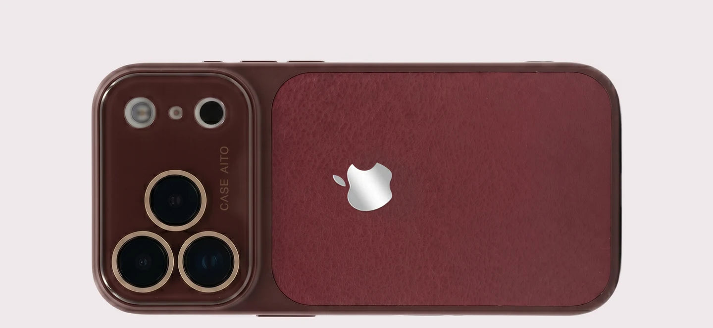 Crystal Lens Leather Phone Case - Retro Red